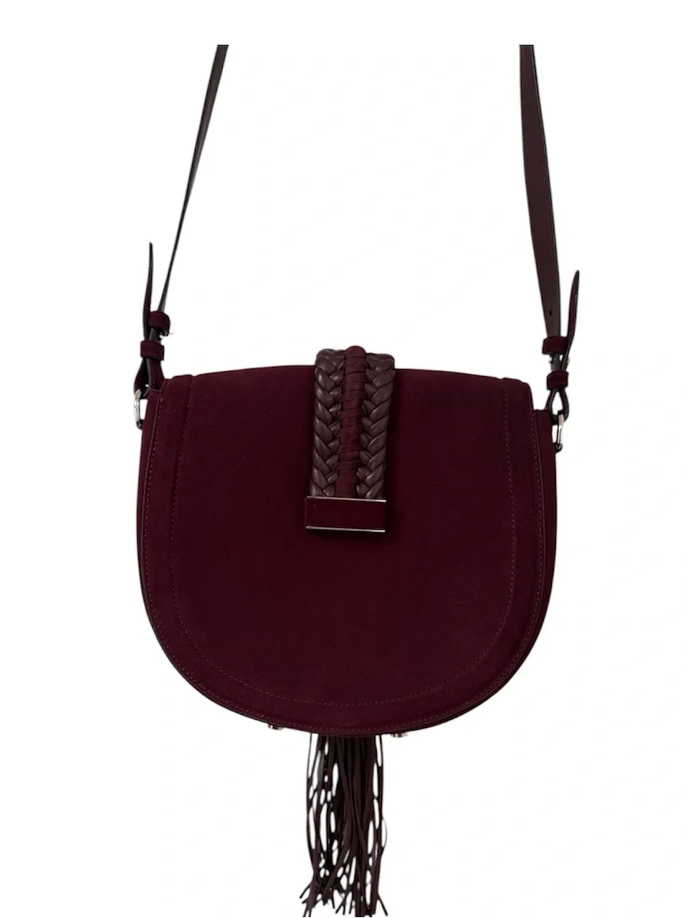 Altuzarra Ghianda Knot Saddle Bag Burgundy Suede